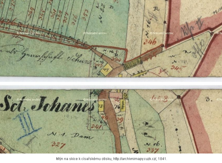 Ml�n na skice k c�sa�sk�mu otisku, www.archivnimapy.cuzk.cz, 1841
